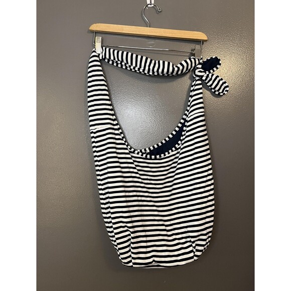 Old Navy Hobo Bag Womens One Size Navy White Stripe Knot Shoulder Slouchy Tote - Picture 2 of 8